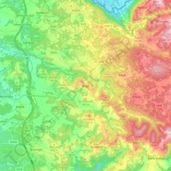 Buje topographic map, elevation, terrain