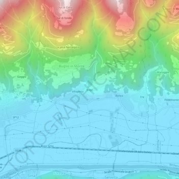 Bugo topographic map, elevation, terrain