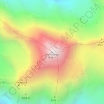 Tetnuldi topographic map, elevation, terrain