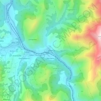 Arnate topographic map, elevation, terrain