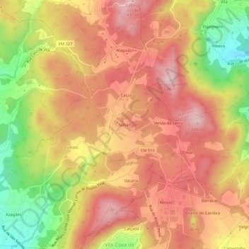 Nabais topographic map, elevation, terrain