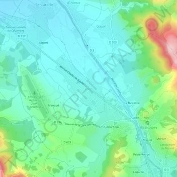Lorp topographic map, elevation, terrain