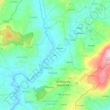 Rio topographic map, elevation, terrain