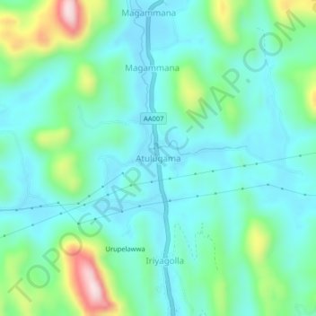 Atulugama topographic map, elevation, terrain