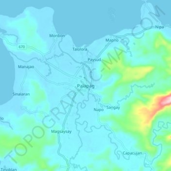 Palapag topographic map, elevation, terrain