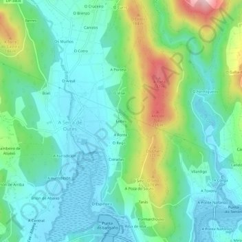 Entíns topographic map, elevation, terrain