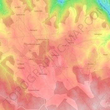 Montagut topographic map, elevation, terrain