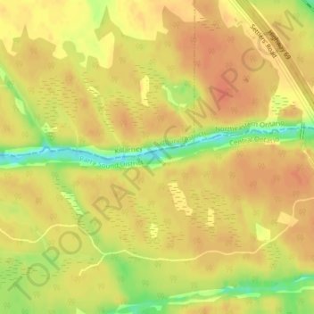 Recollet Falls topographic map, elevation, terrain