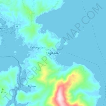 Cagdianao topographic map, elevation, terrain