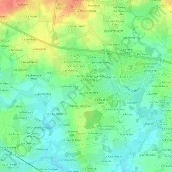 Le Puits Gaillard topographic map, elevation, terrain
