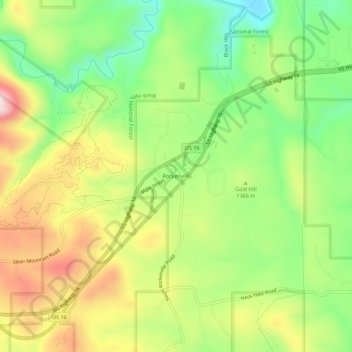 Rockerville topographic map, elevation, terrain