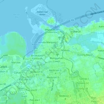 Binakayan topographic map, elevation, terrain