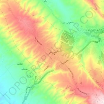 Massif Saladin topographic map, elevation, terrain
