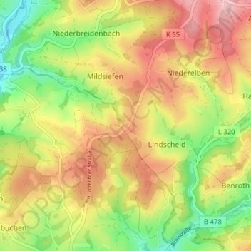 Straße topographic map, elevation, terrain