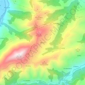 Moutas topographic map, elevation, terrain