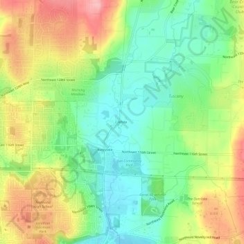 White topographic map, elevation, terrain