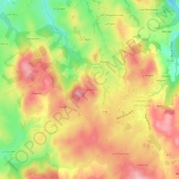Courtine topographic map, elevation, terrain
