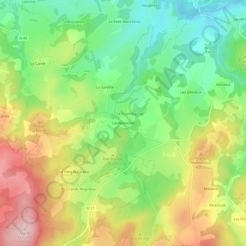 Lavillemichel topographic map, elevation, terrain