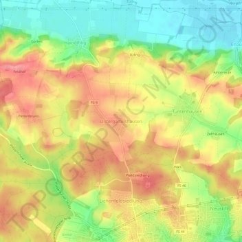 Untergartelshausen topographic map, elevation, terrain