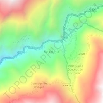 Rancatama topographic map, elevation, terrain