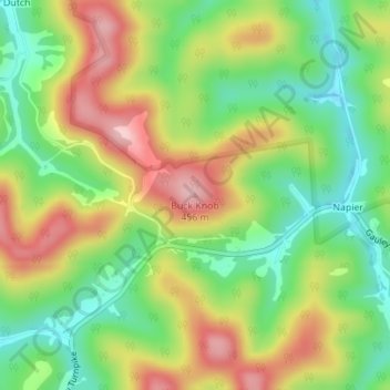 Buck Knob topographic map, elevation, terrain