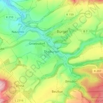 Thalbürgel topographic map, elevation, terrain