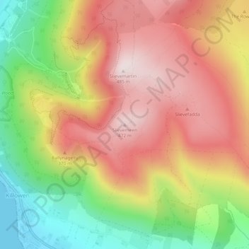 Slievemeen topographic map, elevation, terrain