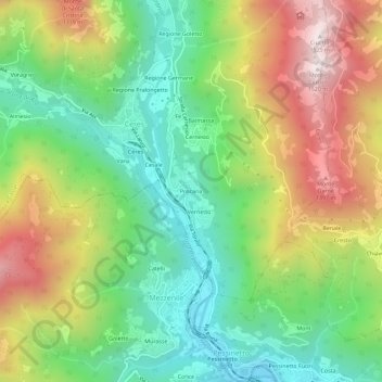 Procaria topographic map, elevation, terrain