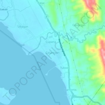 Casantaan topographic map, elevation, terrain