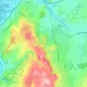 Loches topographic map, elevation, terrain