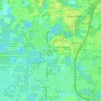 Citrus Park Crossing topographic map, elevation, terrain