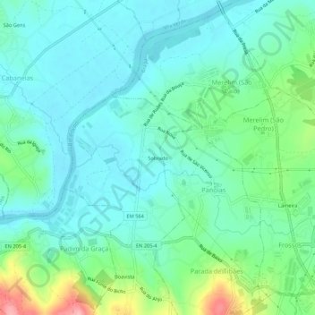 Sobrado topographic map, elevation, terrain