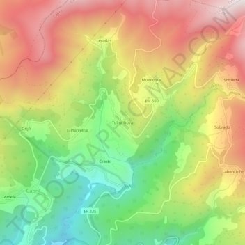 Tulha Nova topographic map, elevation, terrain