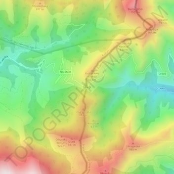 Izpegi topographic map, elevation, terrain