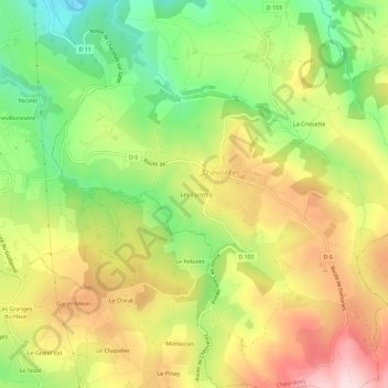 Les Escots topographic map, elevation, terrain