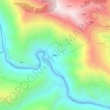 nagar topographic map, elevation, terrain