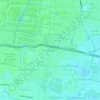 Wadungasri topographic map, elevation, terrain
