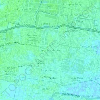 Kepuh Kiriman topographic map, elevation, terrain