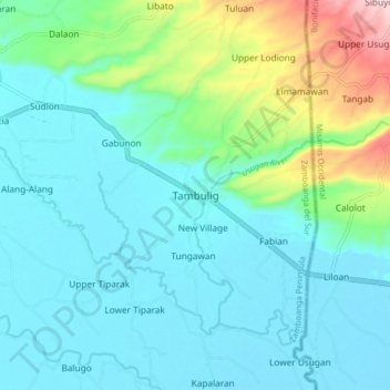 Tambulig topographic map, elevation, terrain