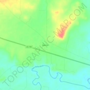 Algerita topographic map, elevation, terrain
