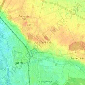 Lich-Steinstraß topographic map, elevation, terrain