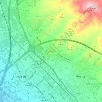 Monteluz topographic map, elevation, terrain