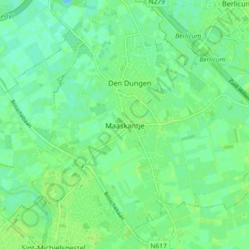 Maaskantje topographic map, elevation, terrain