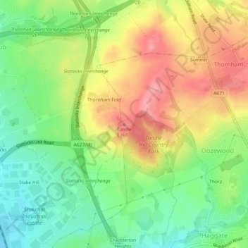 Tandle Hill topographic map, elevation, terrain