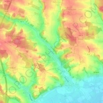 Aufham topographic map, elevation, terrain