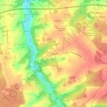 Les Bergers topographic map, elevation, terrain