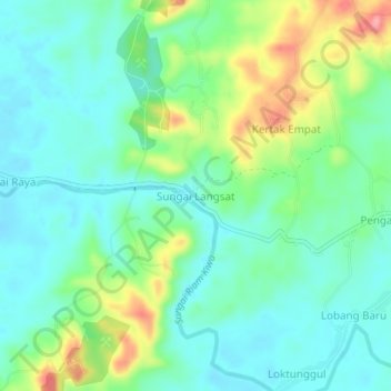 Sungai Langsat topographic map, elevation, terrain