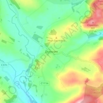 Dunscore topographic map, elevation, terrain