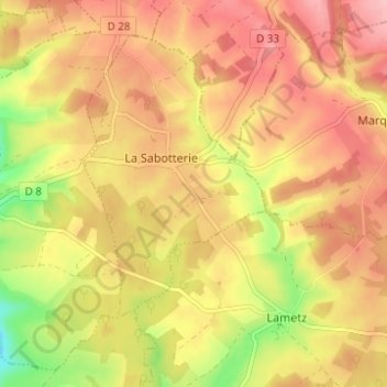 Le Puits de Là-Bas topographic map, elevation, terrain