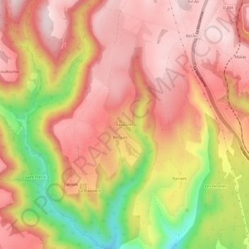 Larquinel topographic map, elevation, terrain